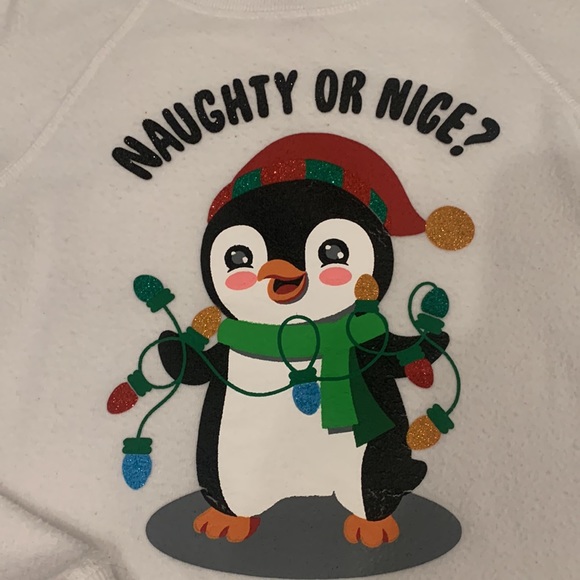 Cute Ugly Christmas Sweater ladies Xs or Size Youth Large 12/14 holiday penguin - Picture 2 of 5